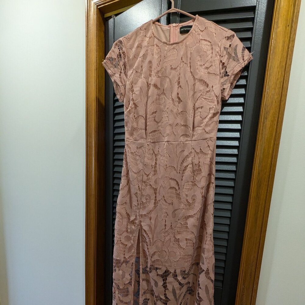 Pink lace bridesmaid formal dress